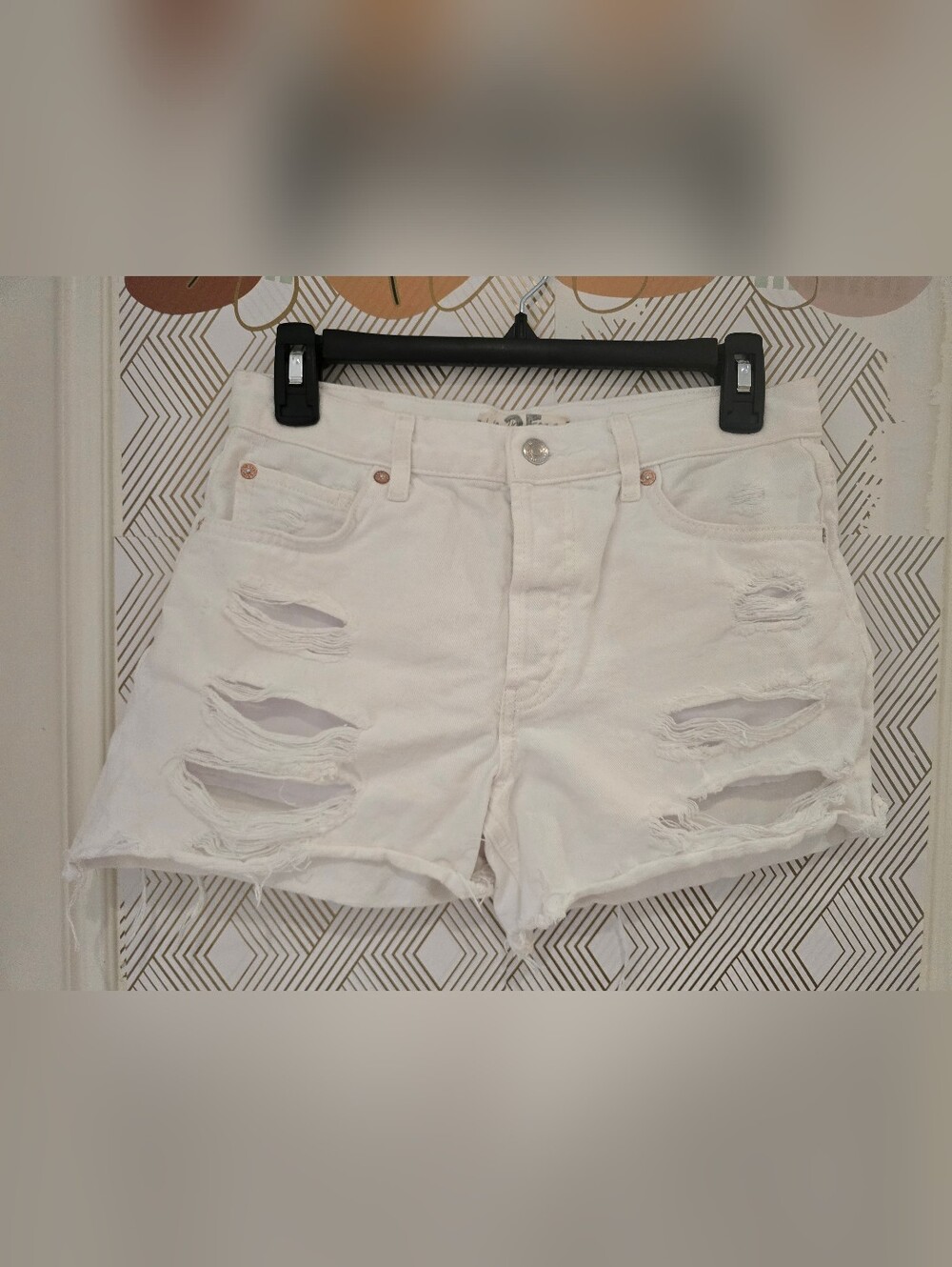We The Free White Distressed Denim Shorts from Free People